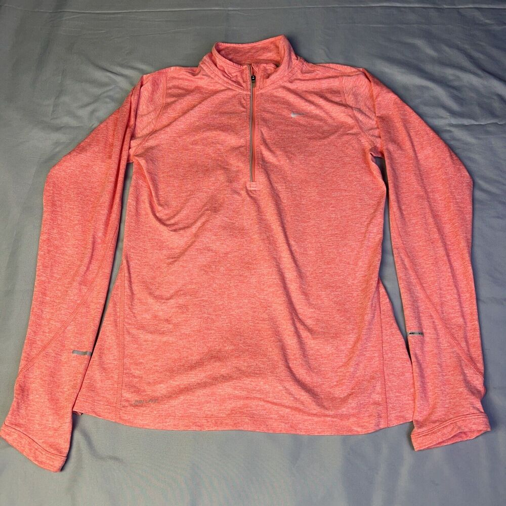 Nike Element Women’s Quarter Zip Long Sleeve Running Top Coral Size Small
